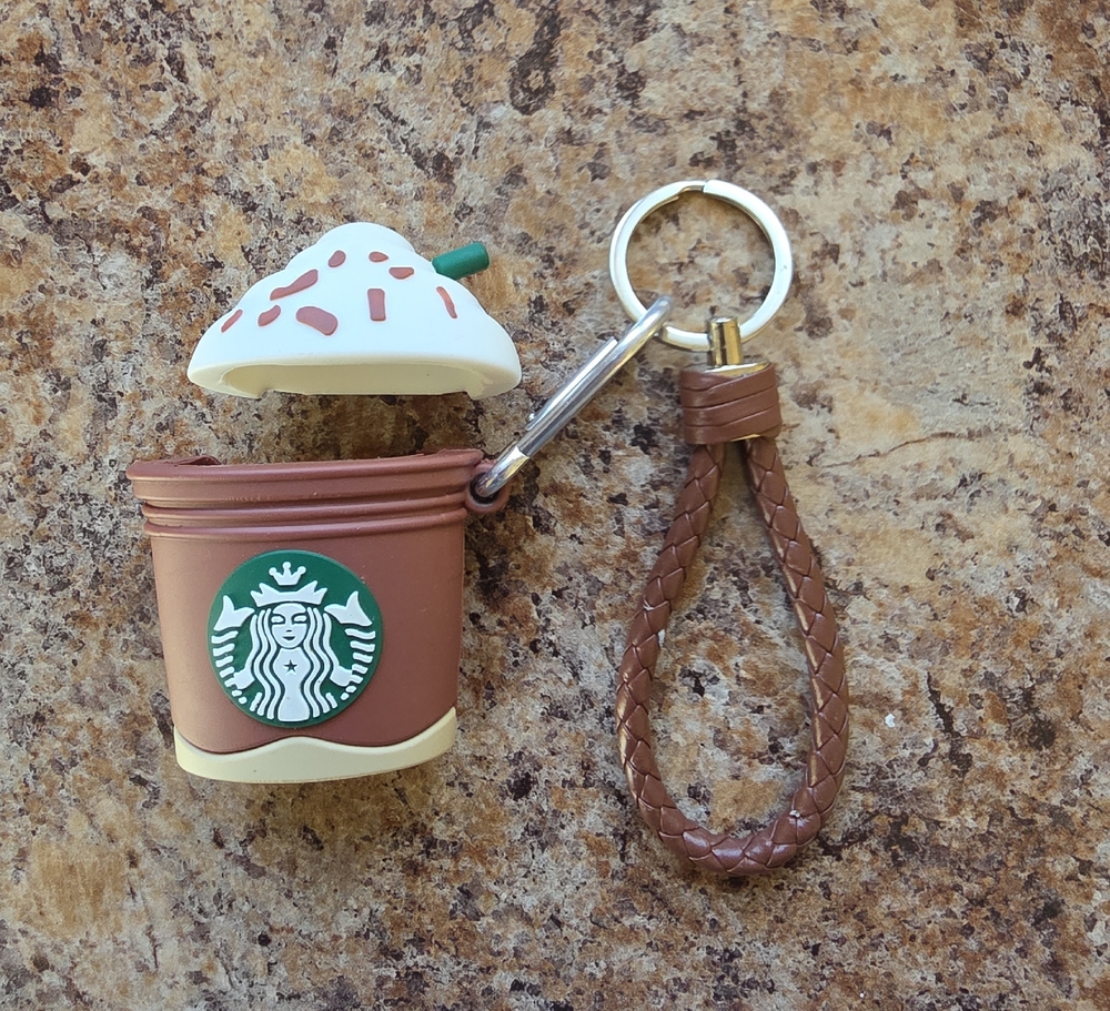 Starbucks Brown and Cream Frappuccino Cup Keychain for Apple Airpods Case